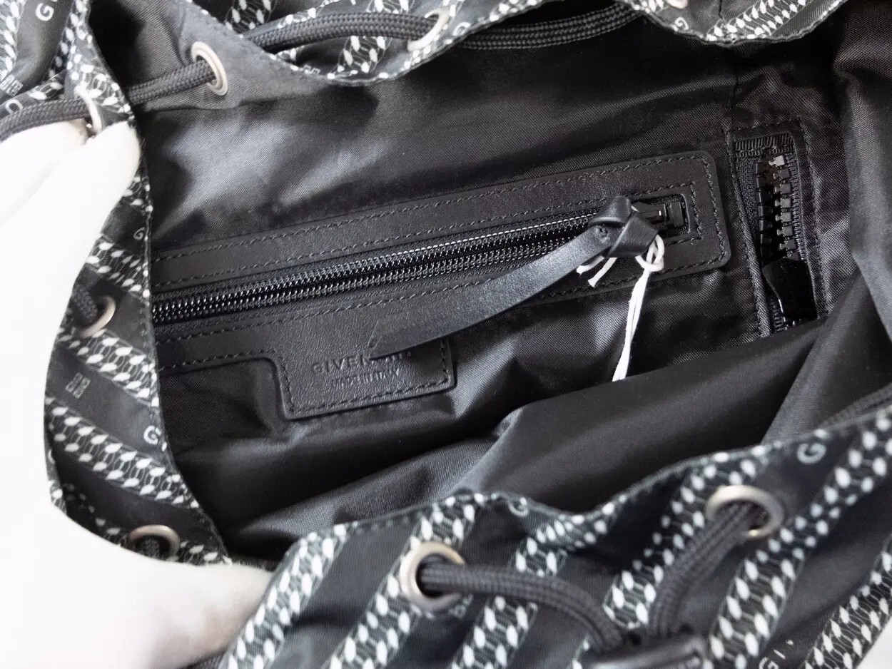 (NO CUSTOMS TAX) GIVENCHY black & white Light 3 nylon striped logo backpack NWT