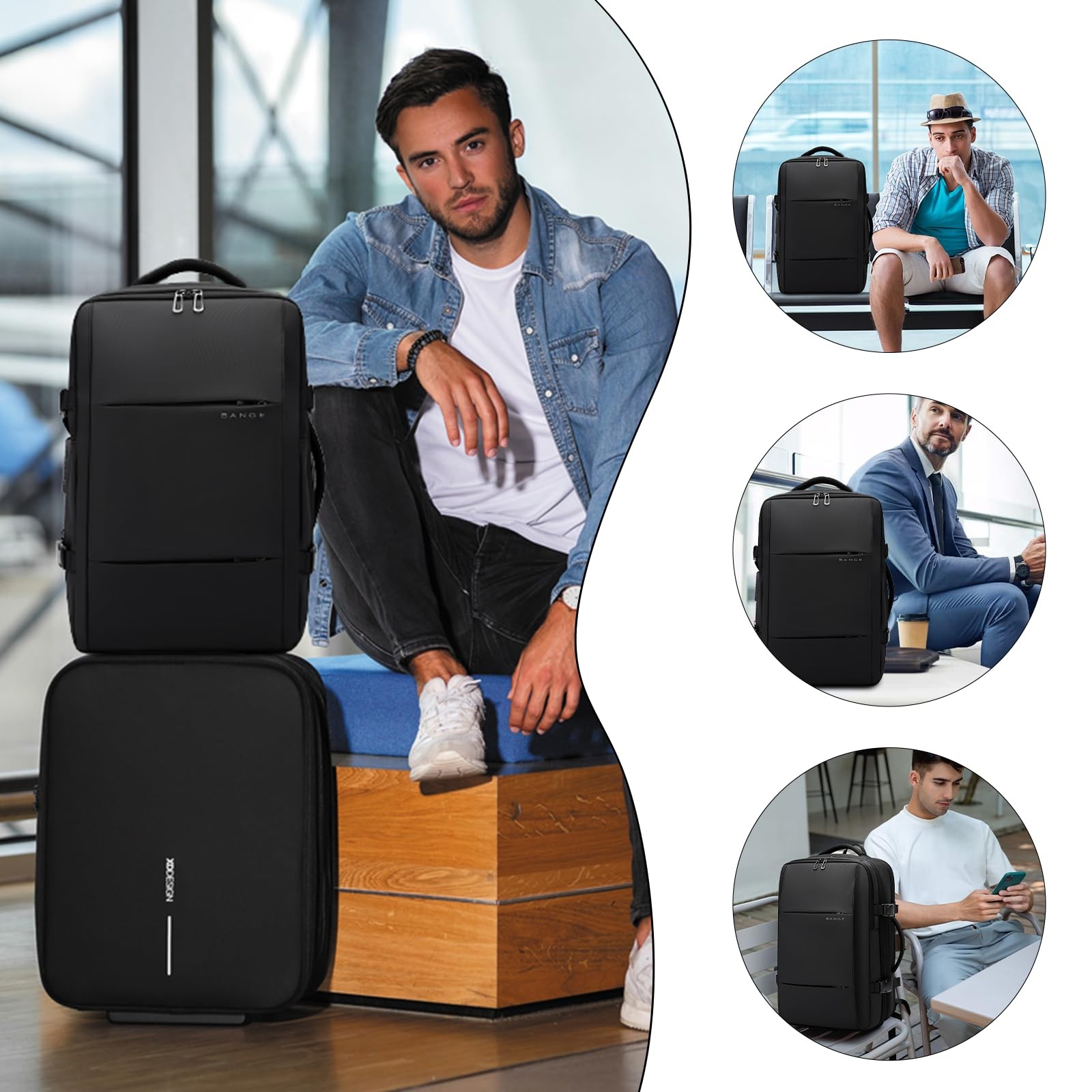 Anti-Theft Compression Travel Backpack, Expandable Design with Pump Included