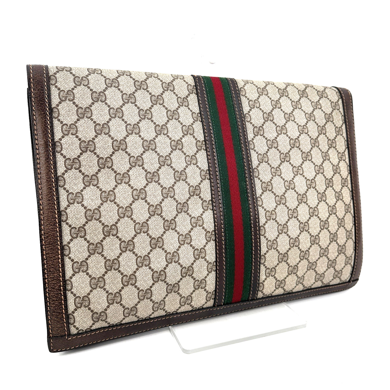 Vintage Gucci Document Case Briefcase Sherry Line PVC Leather Authentic