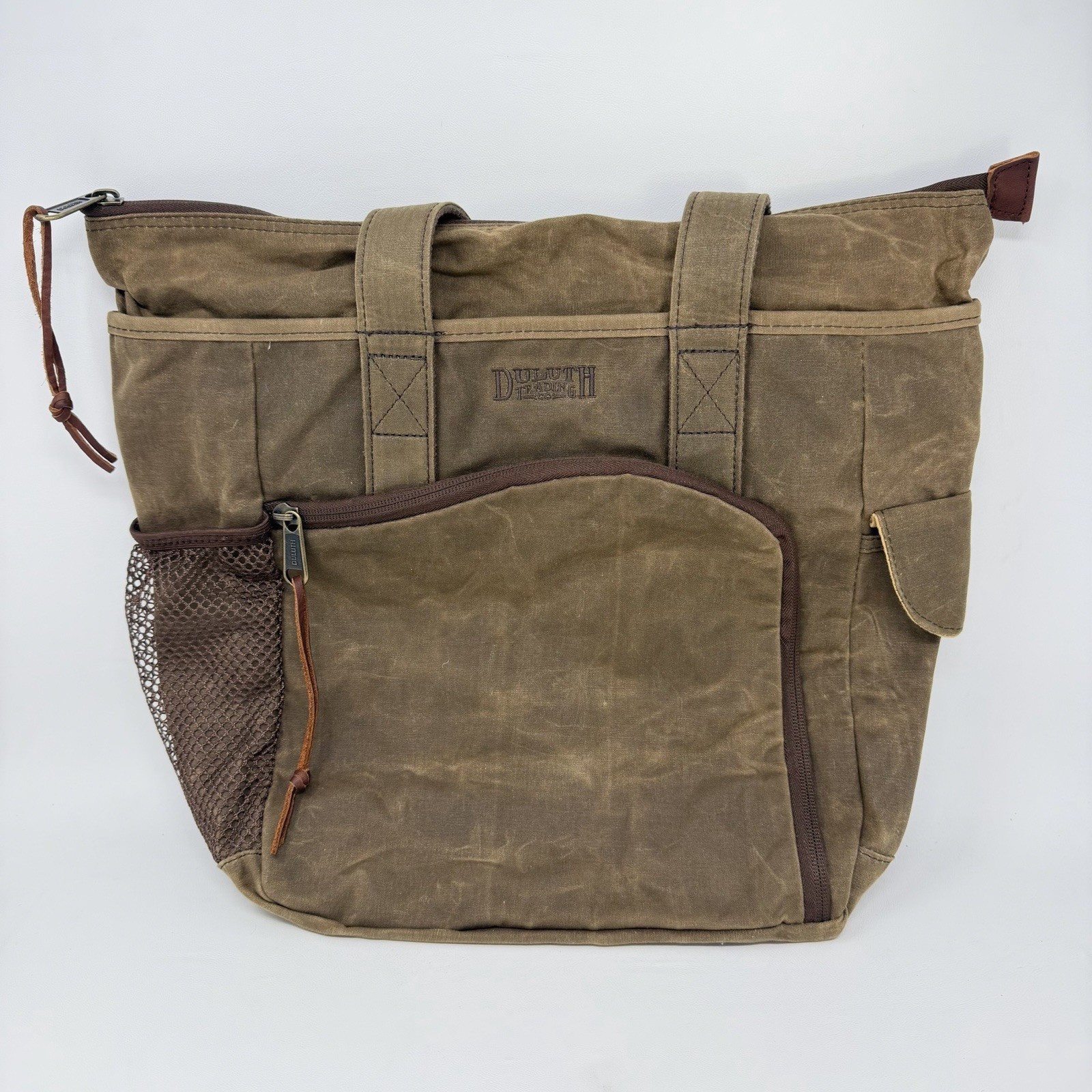 Duluth Trading Co Waxed Canvas Leather Messenger Bag Laptop Briefcase Mens