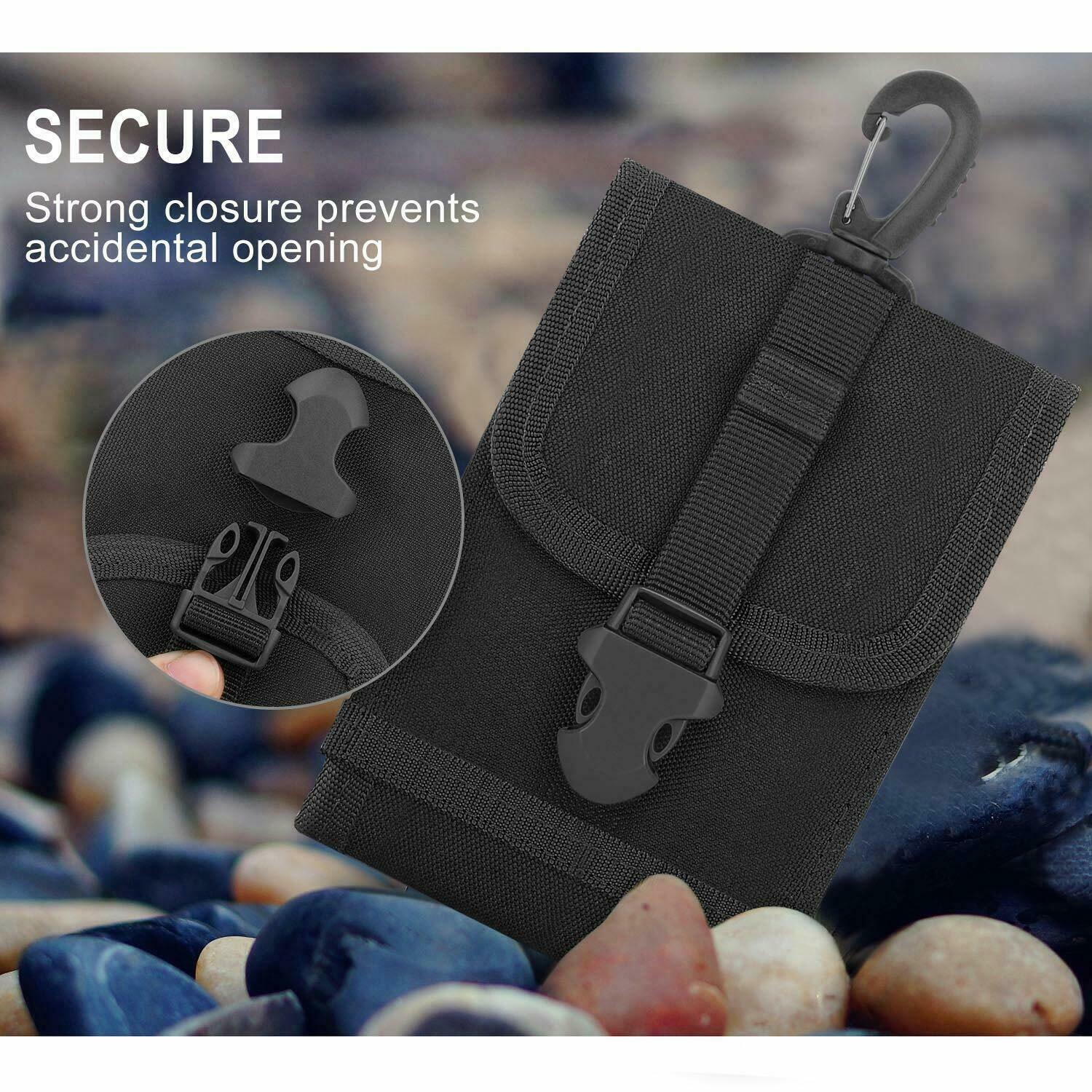 Tactical MOLLE Phone Pouch Compact Waist Clip-On Holster Smartphone Case Black