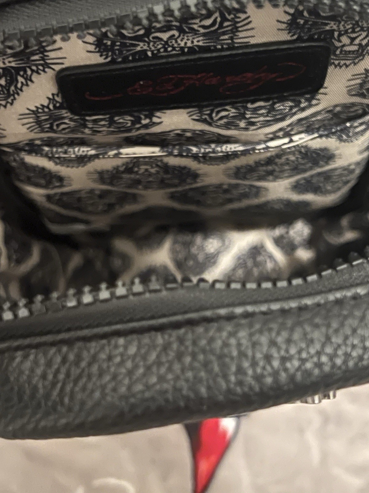 Ed Hardy Leather Black Crossbody/Sling Bag Tattoo Eagle Skull NWT