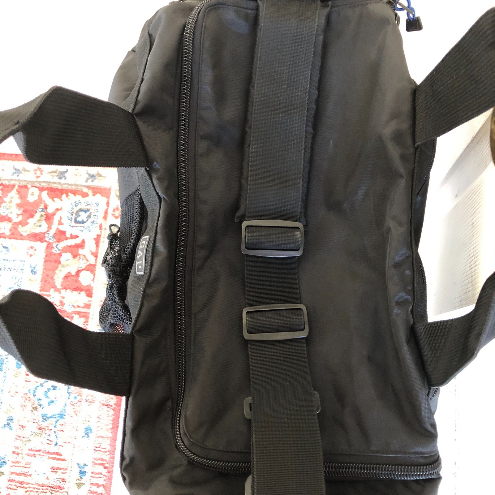 Vintage Gap Duffle Bag Black Nylon Double Handles & Strap