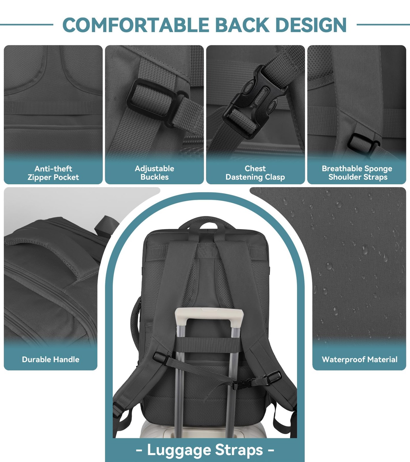 Travel Backpack, 50L Expandable Extra Large Laptop Backpack, Carry On Backpac…
