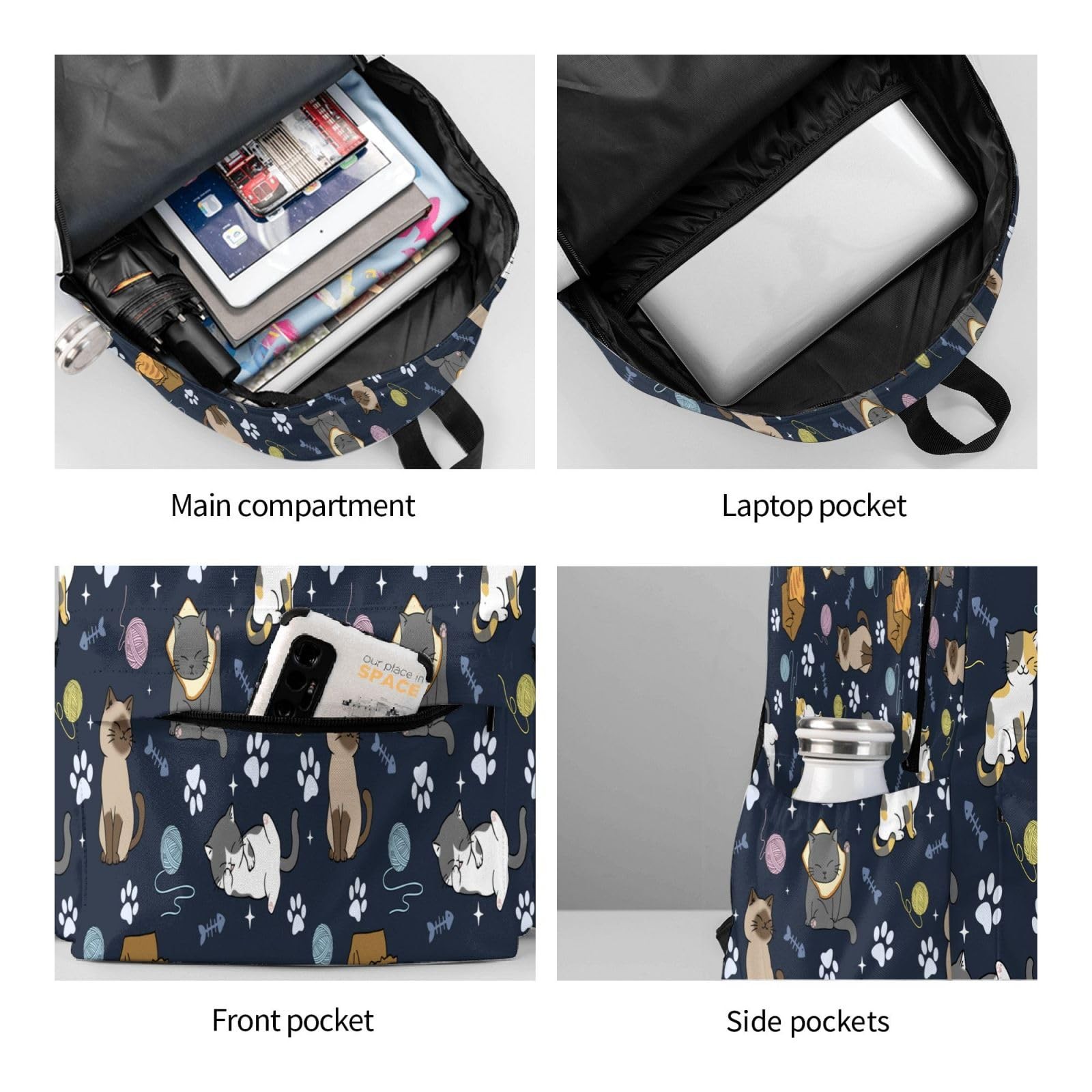 Cute Cats Backpack 16.9 inch, Womens Travel Casual Laptop, Hiking Daypack