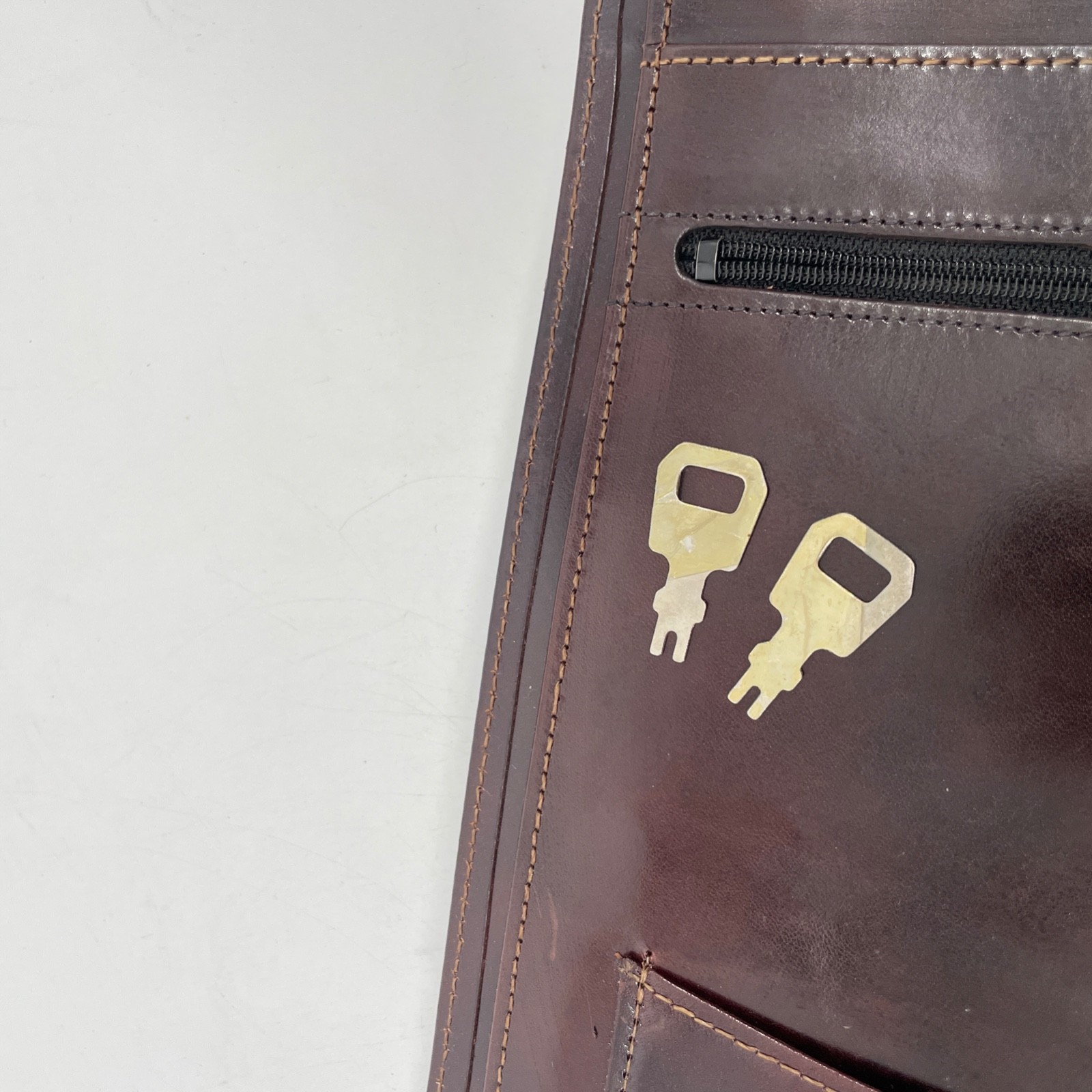 Bosca Dark Brown Leather Briefcase bag hand stained hide lock USA portfolio key
