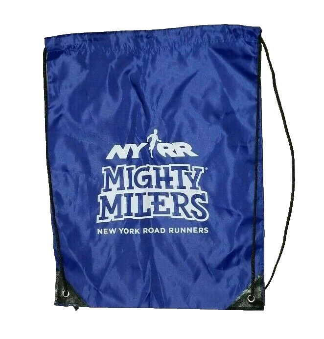 NYRR New York Road Runners Mighty Milers Blue drawstring Backpack