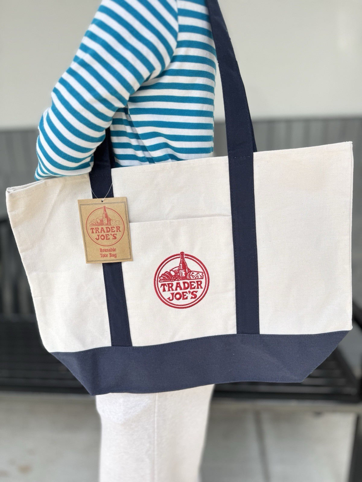 Trader Joes Blue Canvas Large Tote Bags 2026 edition
