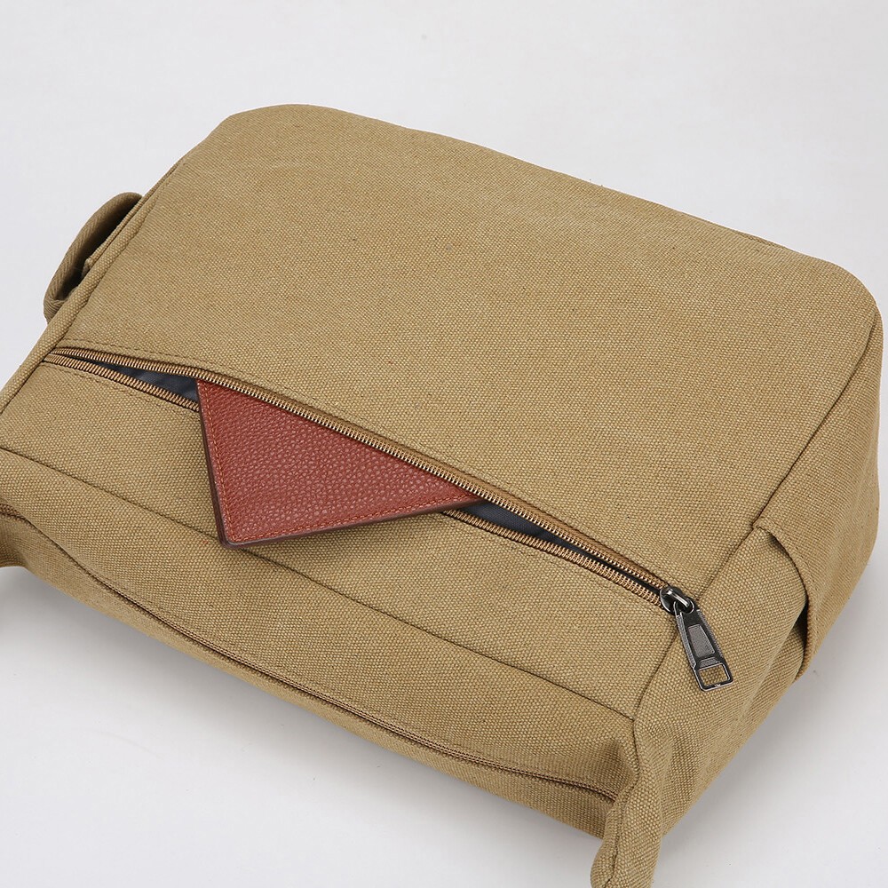 Men’s Canvas Crossbody Bag Multi-Pocket Casual Shoulder Bag for Work Travel