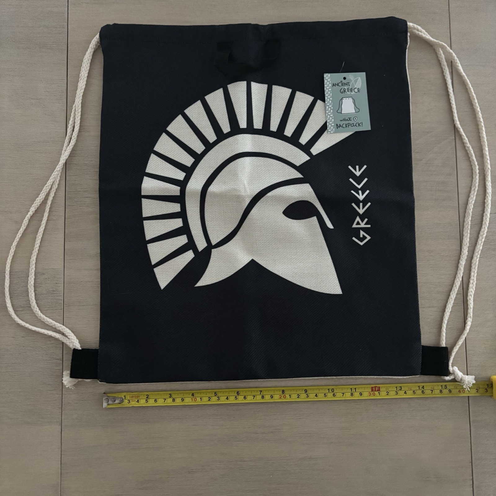 Greece Spartan Graphic Print Drawstring Backpack Gym Sack Athens Travel Souvenir