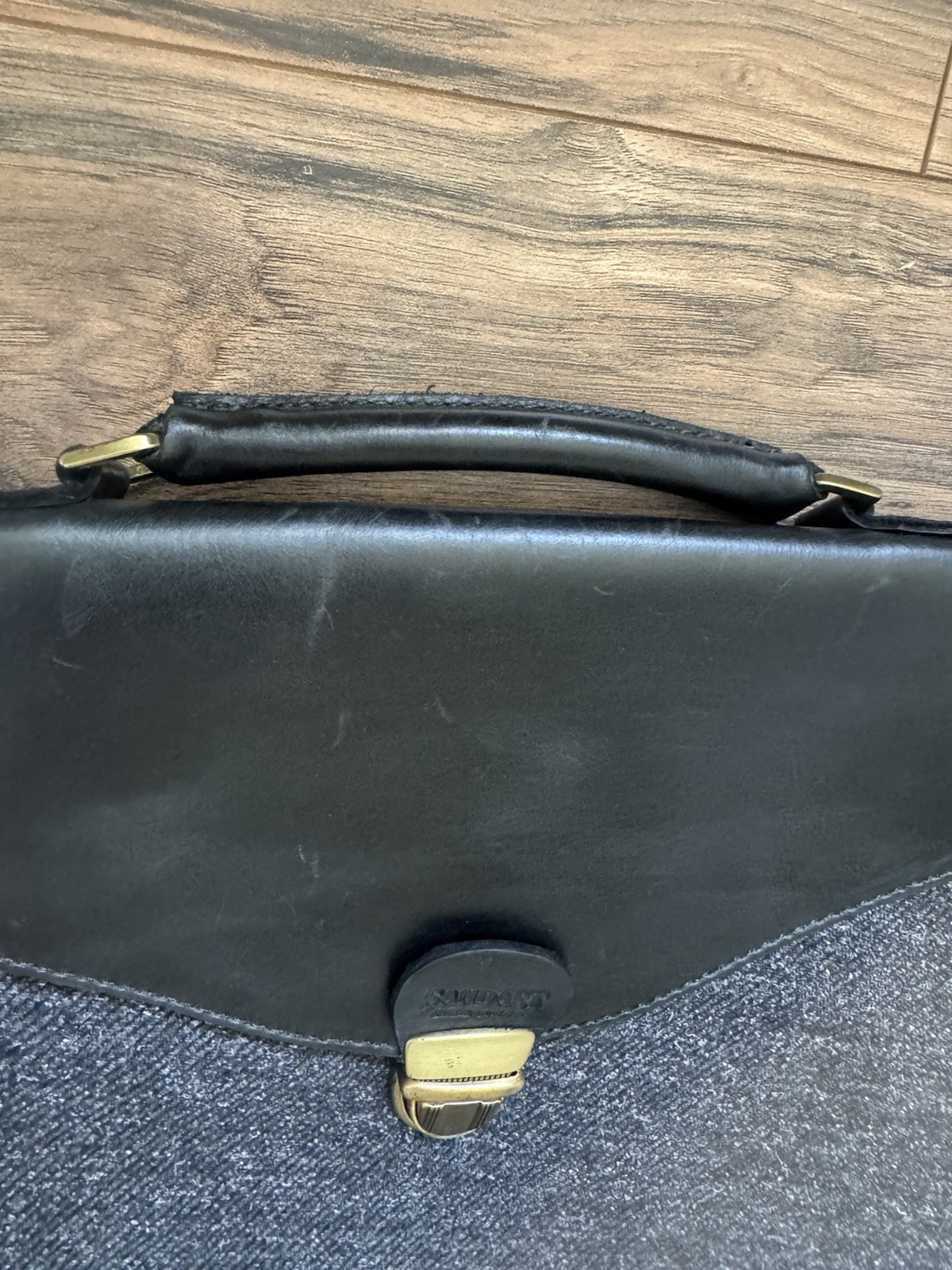 Sandast Black Gray Herringbone Briefcase Large Push Lock Men Inner Pockest