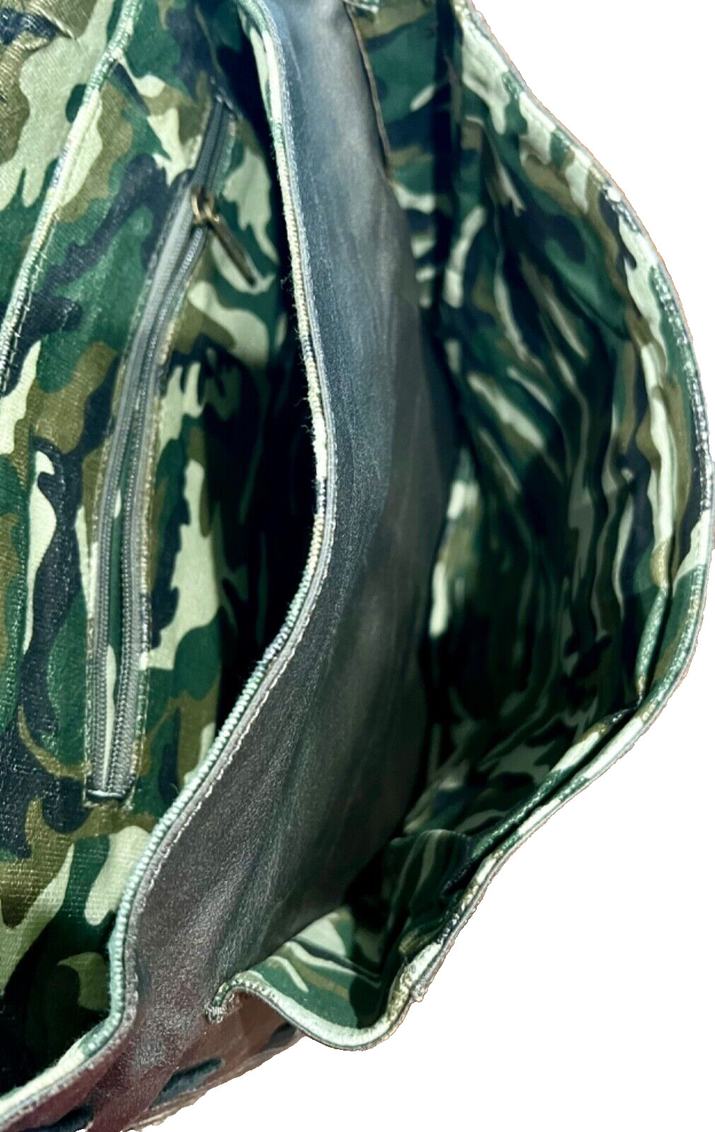 Messenger Shoulder Bag Canvas Faux Leather Flap with Camo Lining