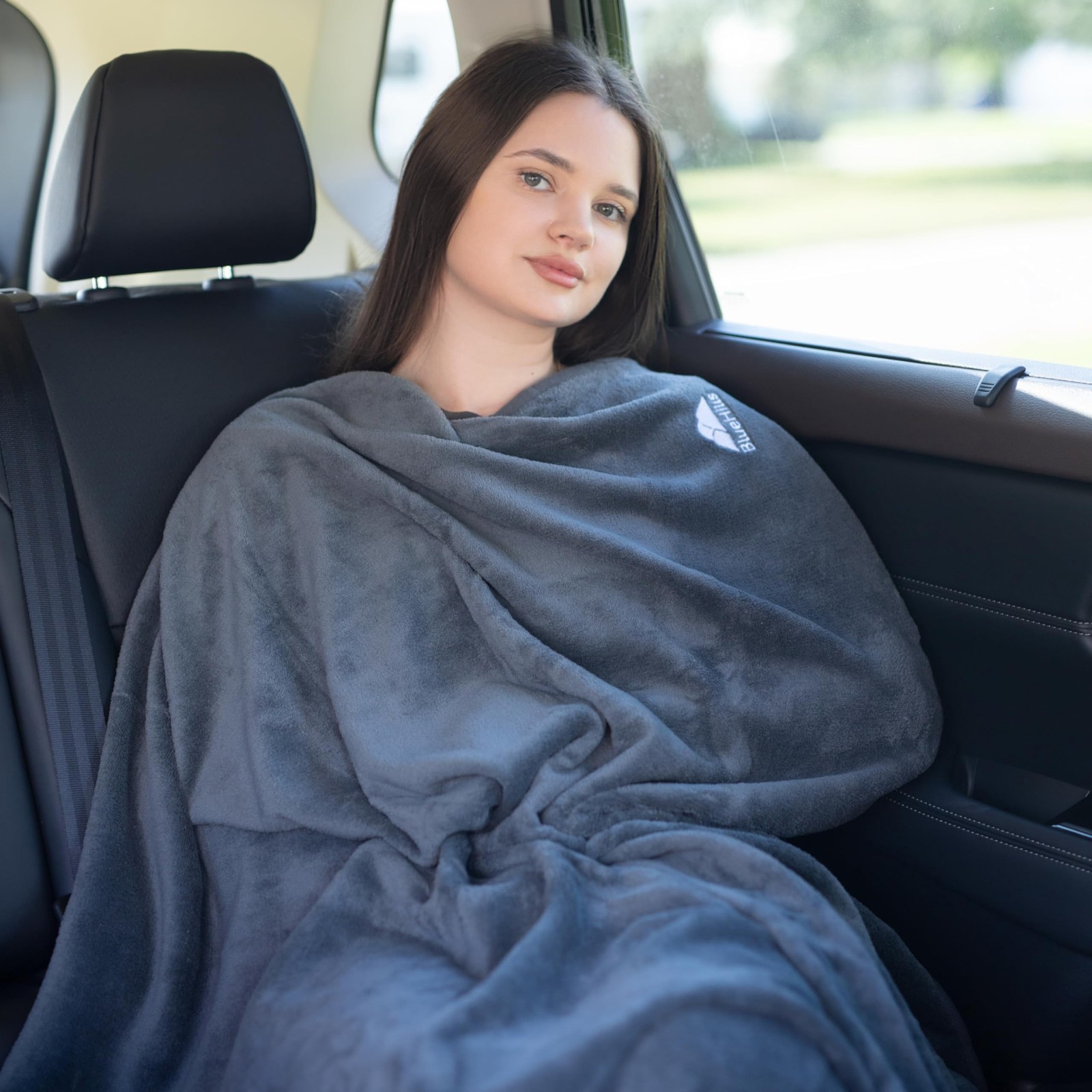 BlueHills 2 Pack Premium Travel Blanket Pillow Mini Soft Case – Gray M21