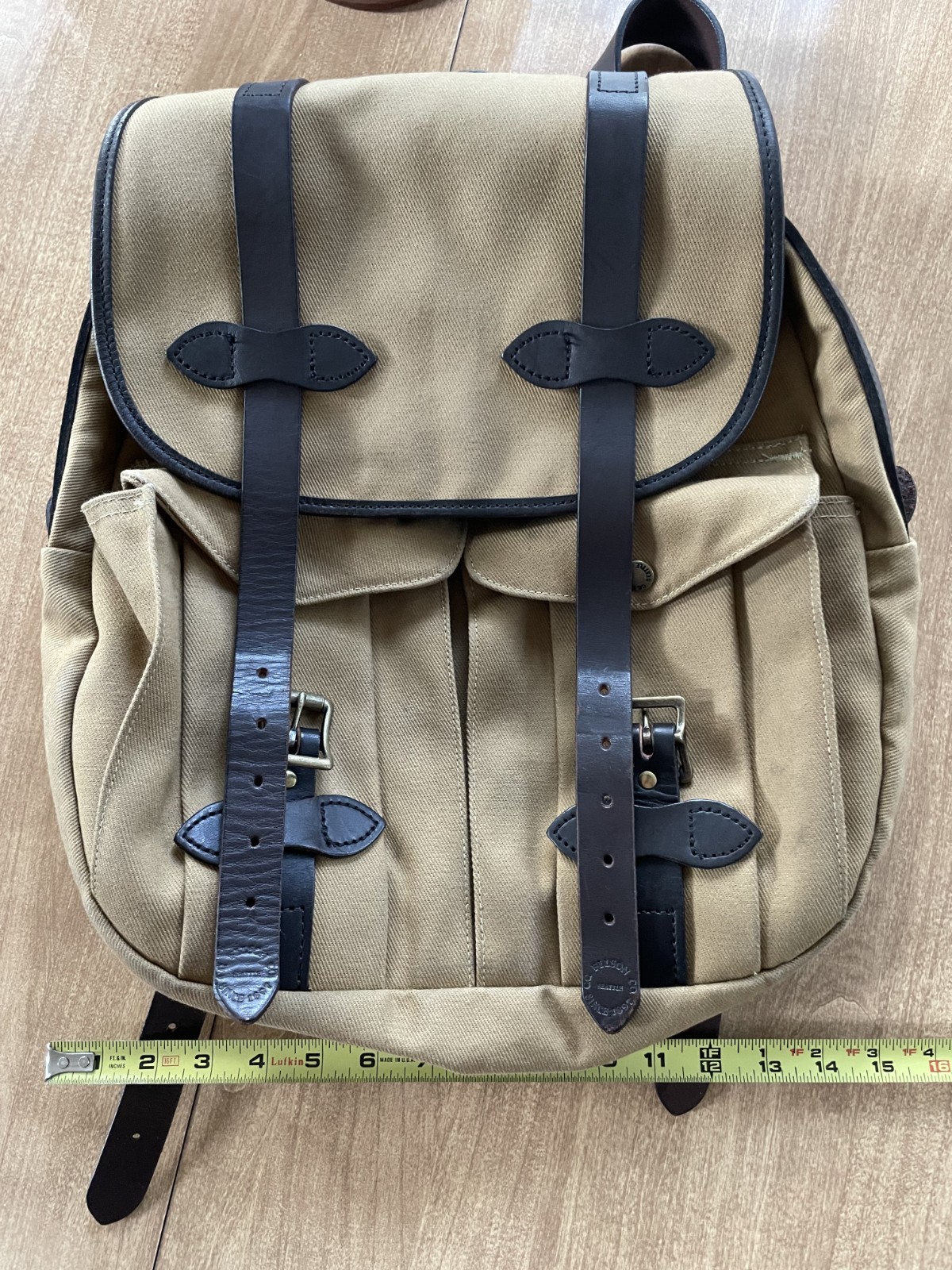 FILSON Rucksack (Backpack) – Authentic Classic Tan Cotton Twill & Bridle Leather