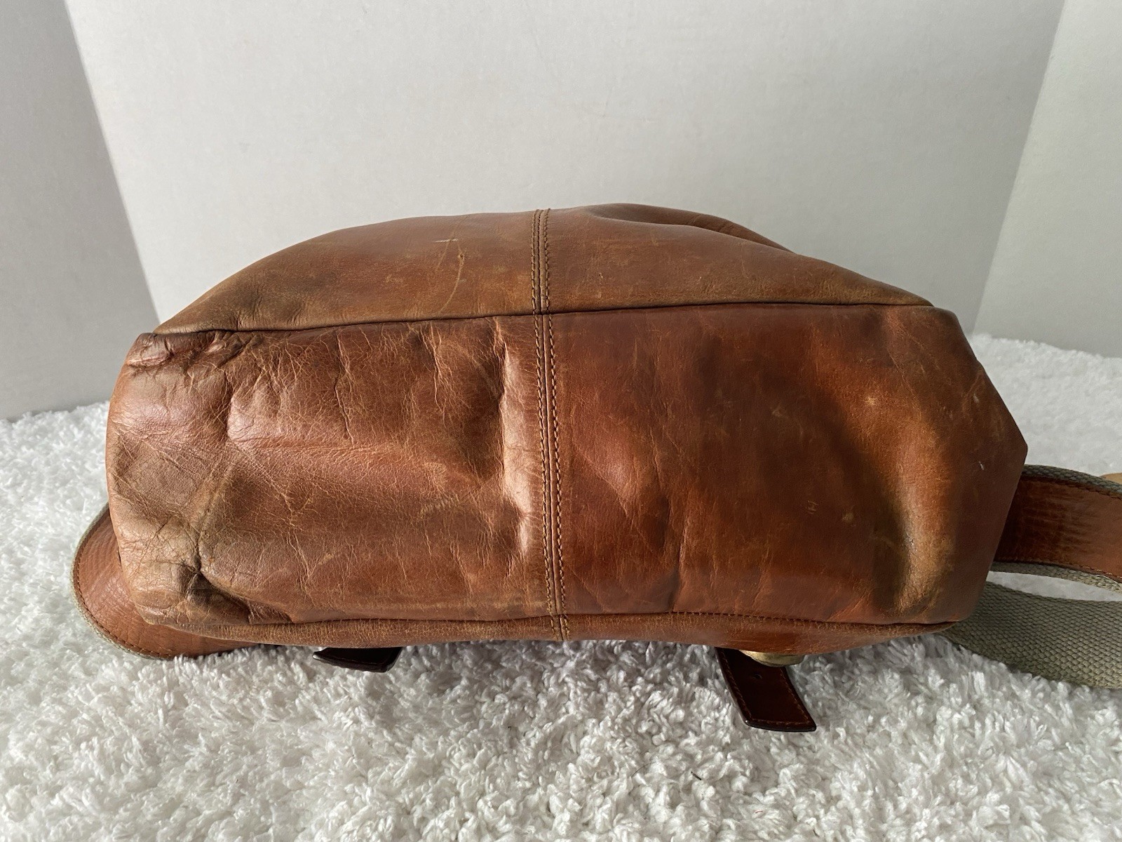 Fossil Vintage Leather Messenger Shoulder Crossbody Bag Brown Distressed