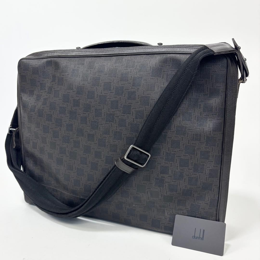 Dunhill D-Eight Brown Leather PVC 2Way Shoulder Briefcase 42cm