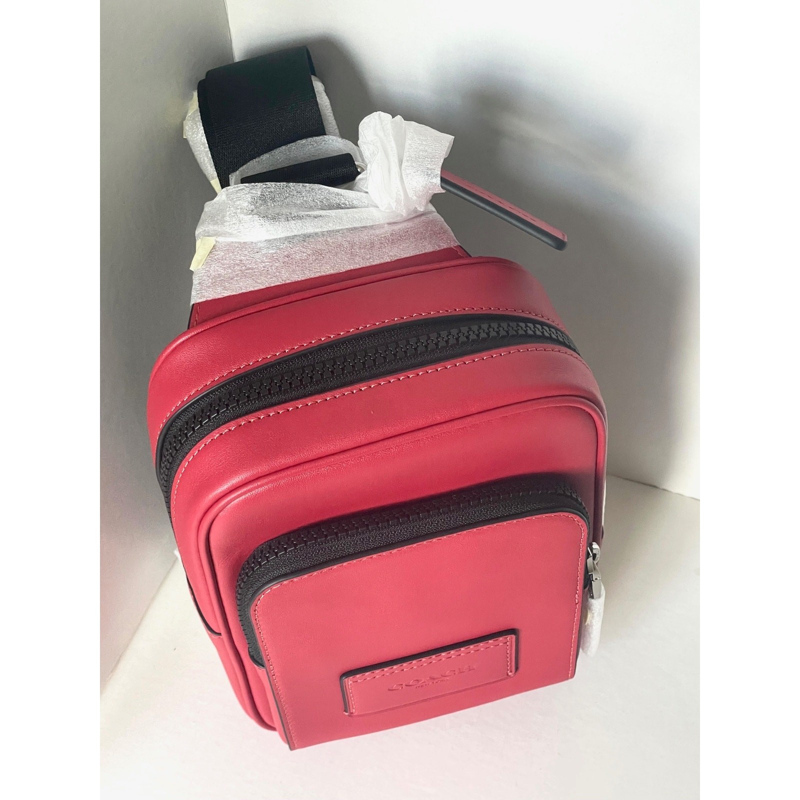 Coach Racer Sling Pack CU252 True Red Calf Leather Small Crossbody Silver