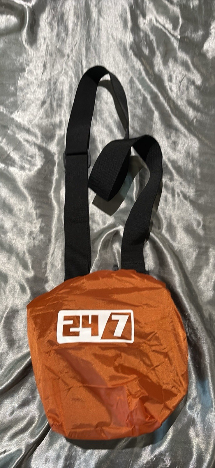 247 Black/Orange Small Crossbody Bag Adjustable Strap Inner Pockets Zip