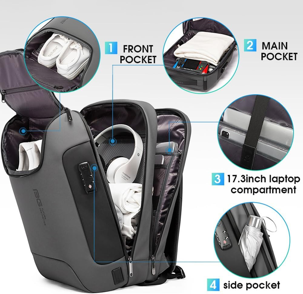anti Theft Backpack with TSA Lock,Waterproof Backpacks with YKK Zipper, High Tec