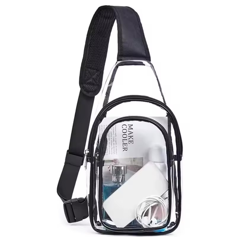 Clear PVC Sling Bag Transparent Stadium Shoulder Crossbody Backpack Adjustable