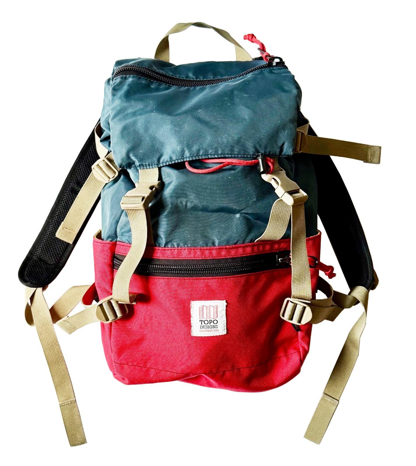 TOPO Designs Rover Pack Backpack Classic Navy Blue Red Nylon Made in USA