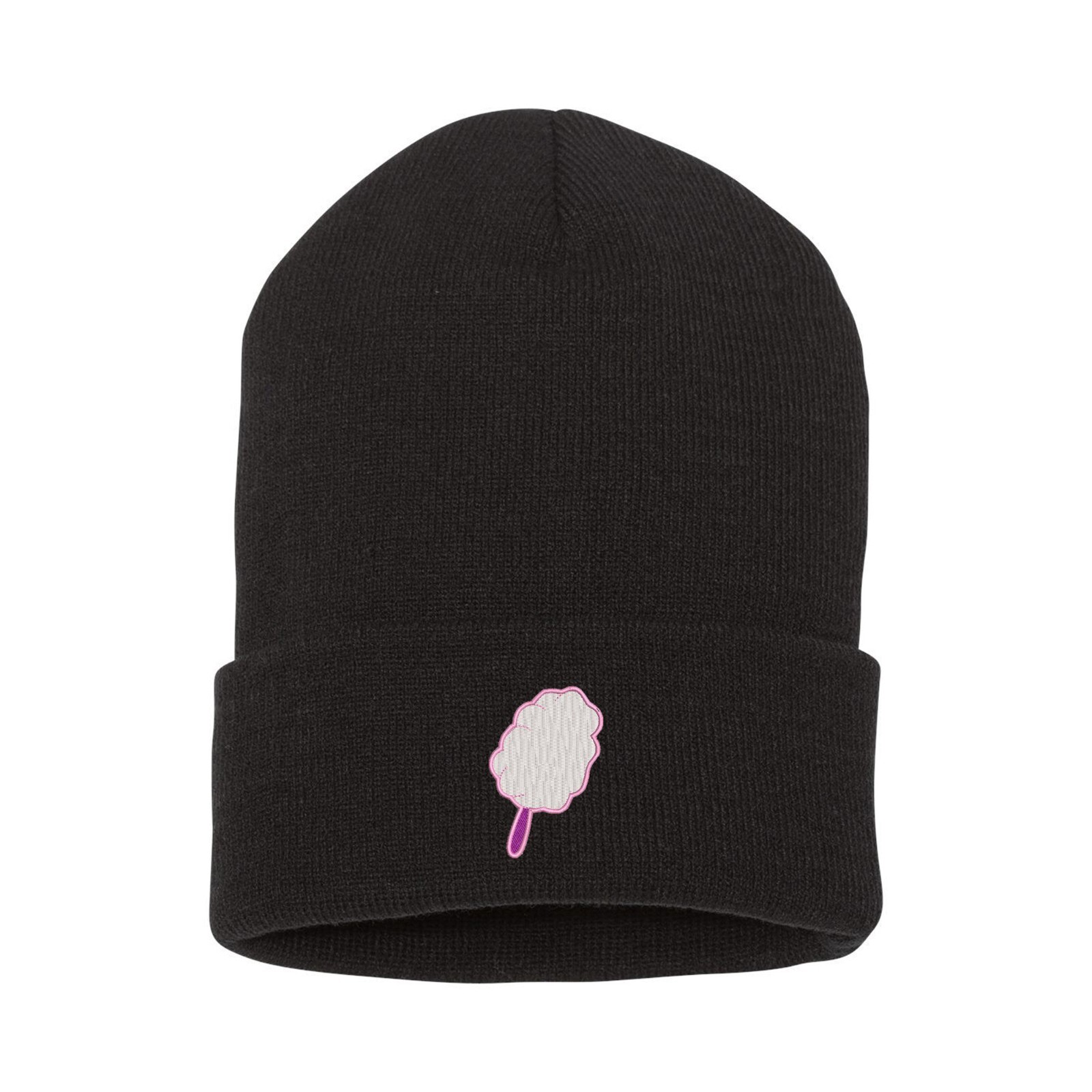 Cotton candy embroidered beanie hat, custom embroidered beanie