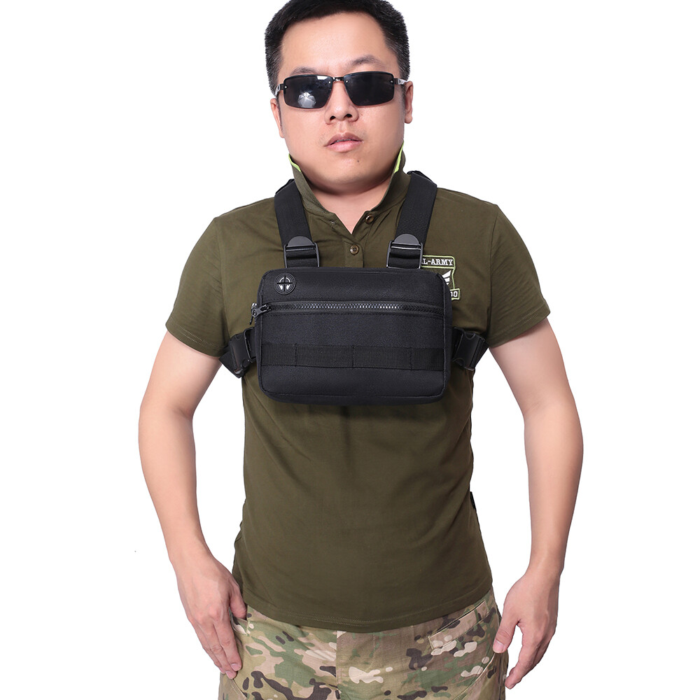 Men Tactical Molle Chest Rig Bag Front Pouch Recon Kit Bag Sport Protective Vest
