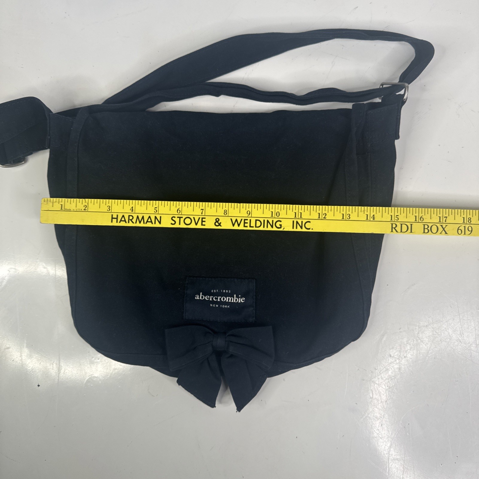 Y2k Abercrombie Blue Canvas Messenger Bag With Snap Closure Adjustable Strap 15″