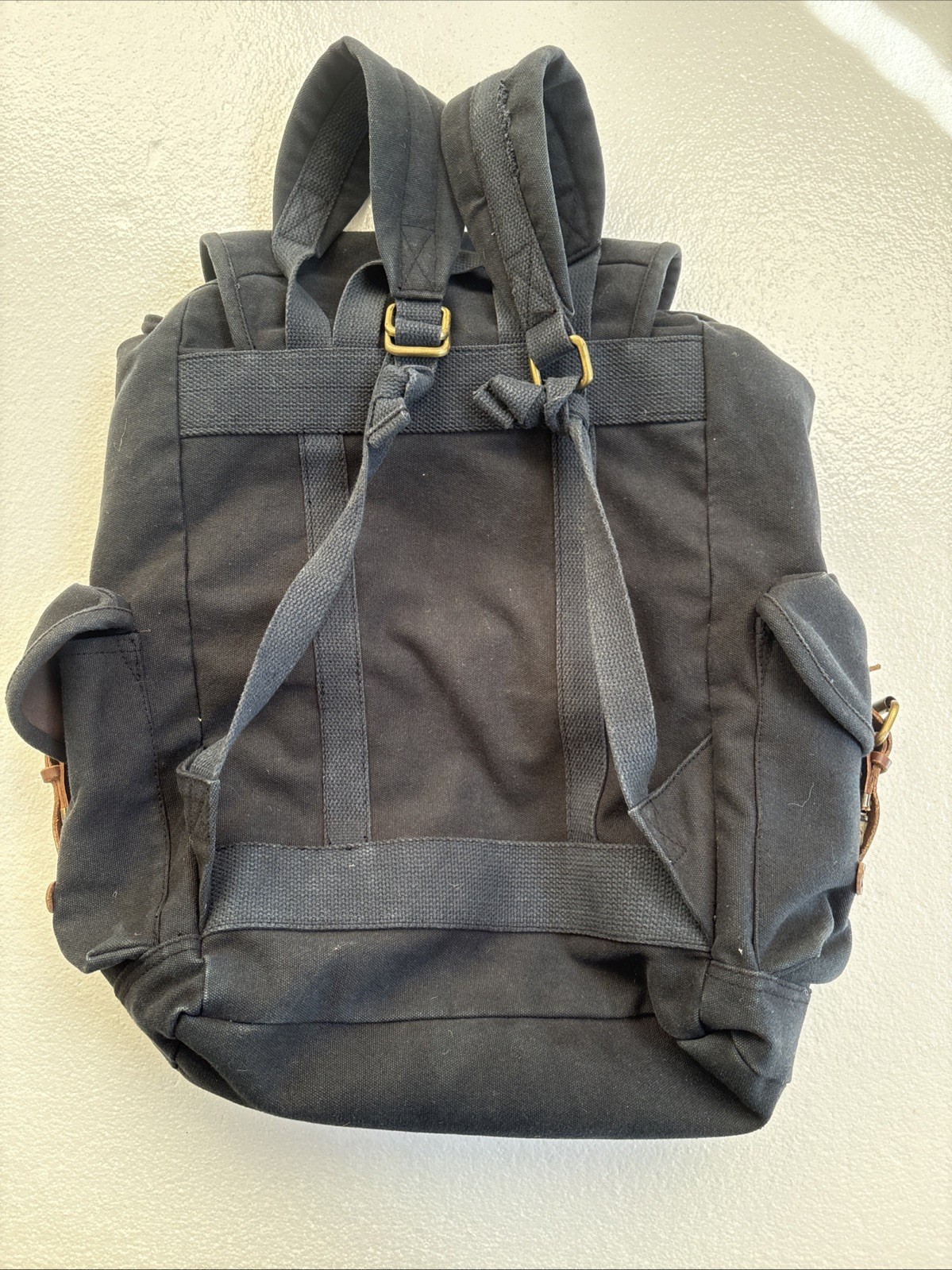 Outback Trading Co Black Overlander Satchel Cotton Canvas Leather Trim Backpack