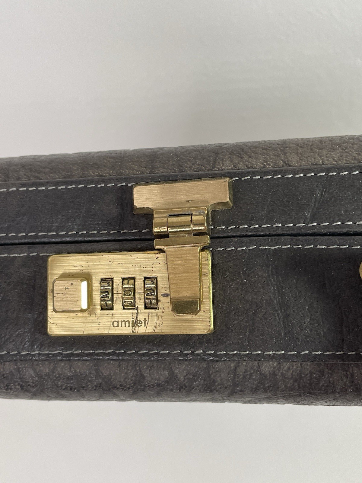 Ricardo Pebbled Leather Briefcase Dark Gray Suede Work Organizer See Description