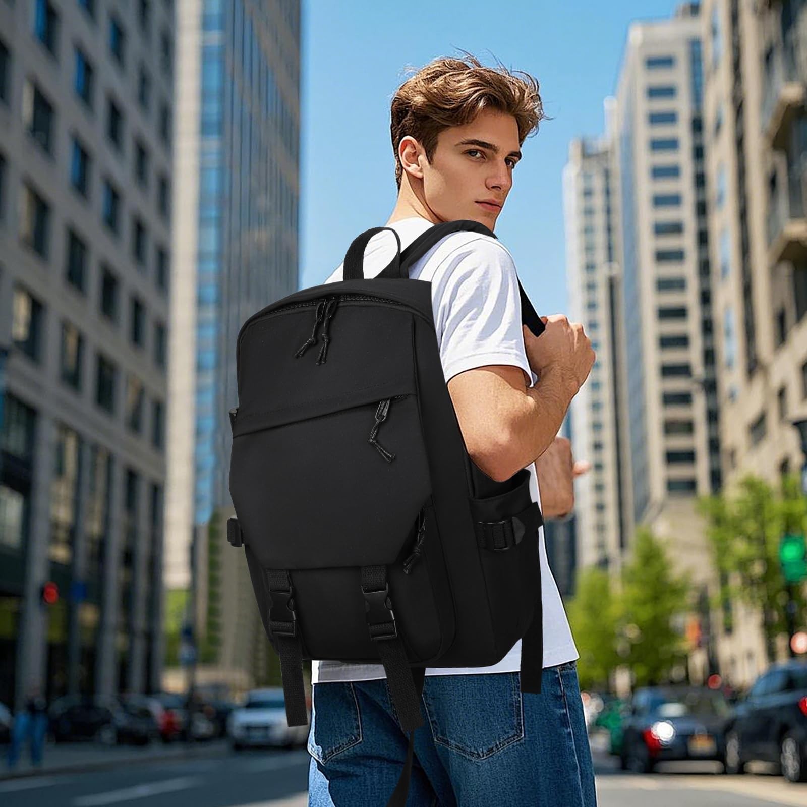Classical Basic Travel Backpack Lightweight Workout Sports Casual Daypack Black