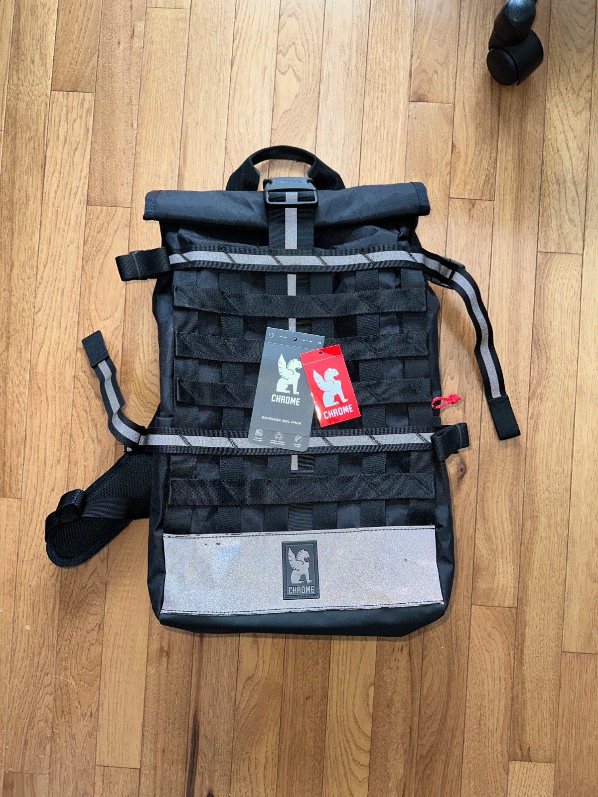 Chrome Industries Barrage 22L Waterproof Roll-Top Backpack XRF Reflective Black