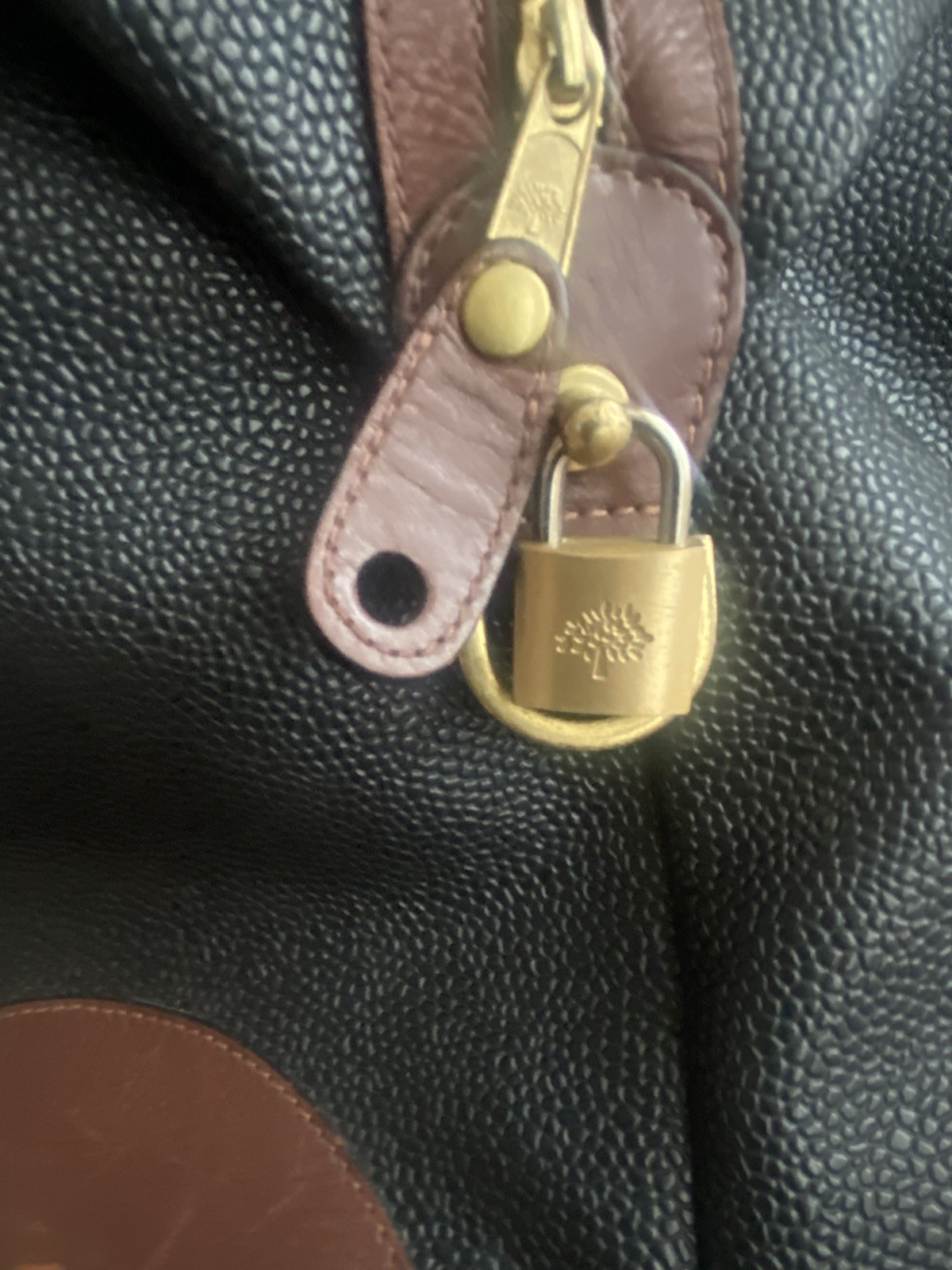 Mulberry Vintage Navy Scotchgrain Leather Zip Medium Weekend Carry Bag