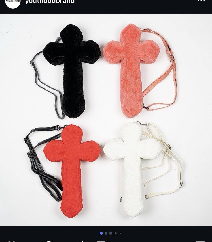 Youthoodbrand Plush Faux Fur Christian Cross Bag Accessory Crossbody Style