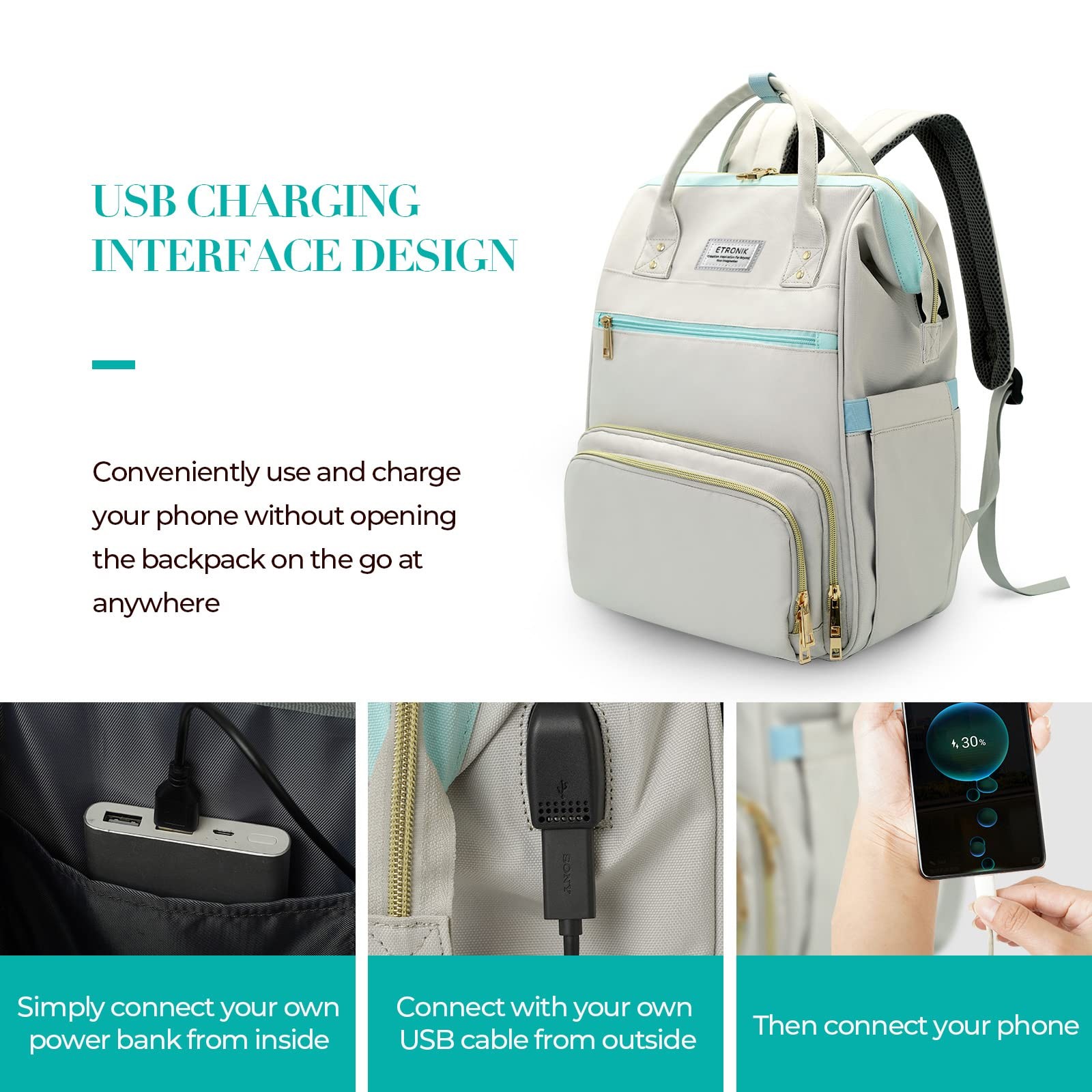 Lunch Backpack 15.6 Inch Laptop Backpack with USB Port Stylish Nurse Teacher …