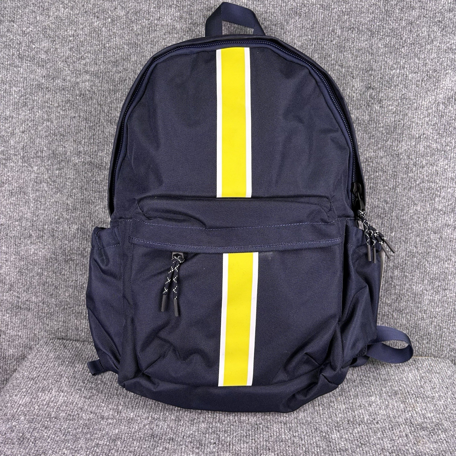 Banana Republic Men’s Merchant Nylon Stripe Backpack Navy Blue Yellow NWT Sample