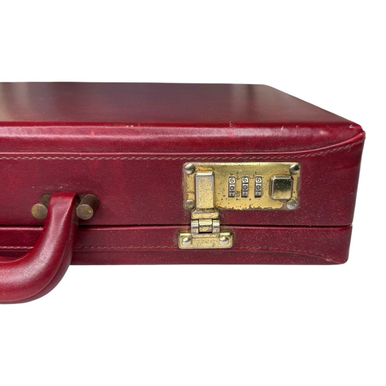 Vintage Burgundy Hard Shell Attache Briefcase Combination Lock Portfolio Case