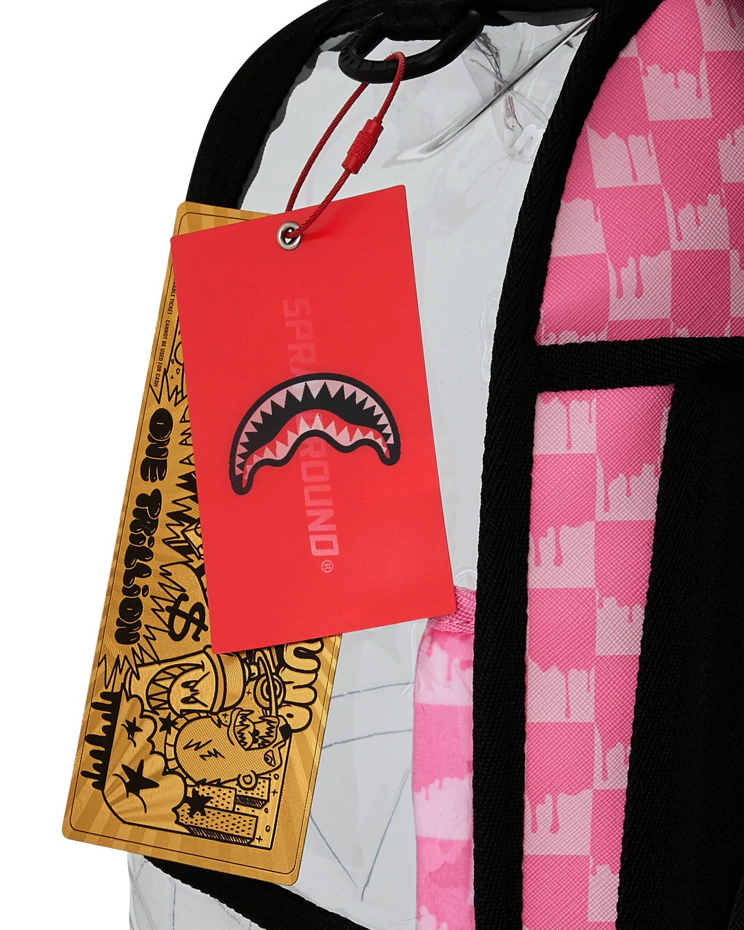 Sprayground PINK DRIP Clear Backpack🔥New PVC Transparent Bookbag School Bag