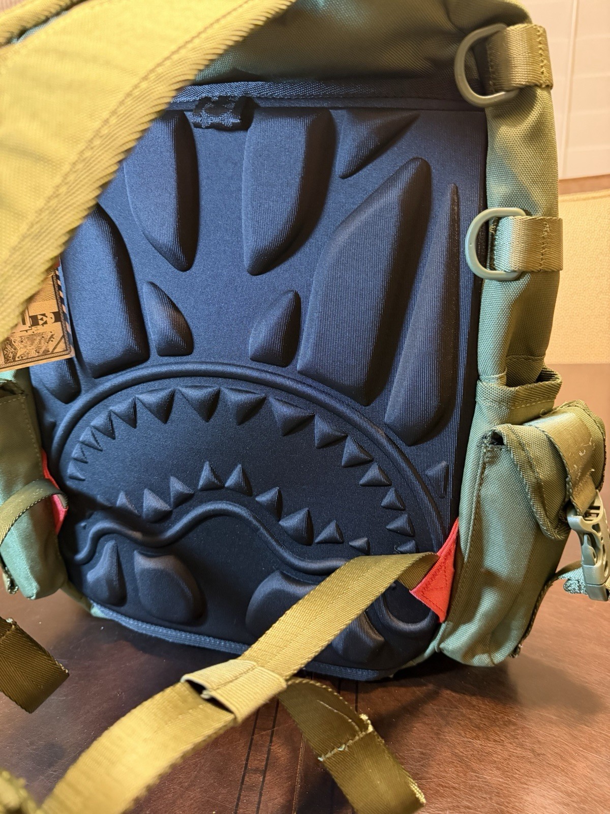 New Sprayground Special Ops Shark Squad Backpack Military Green Shark Mouth