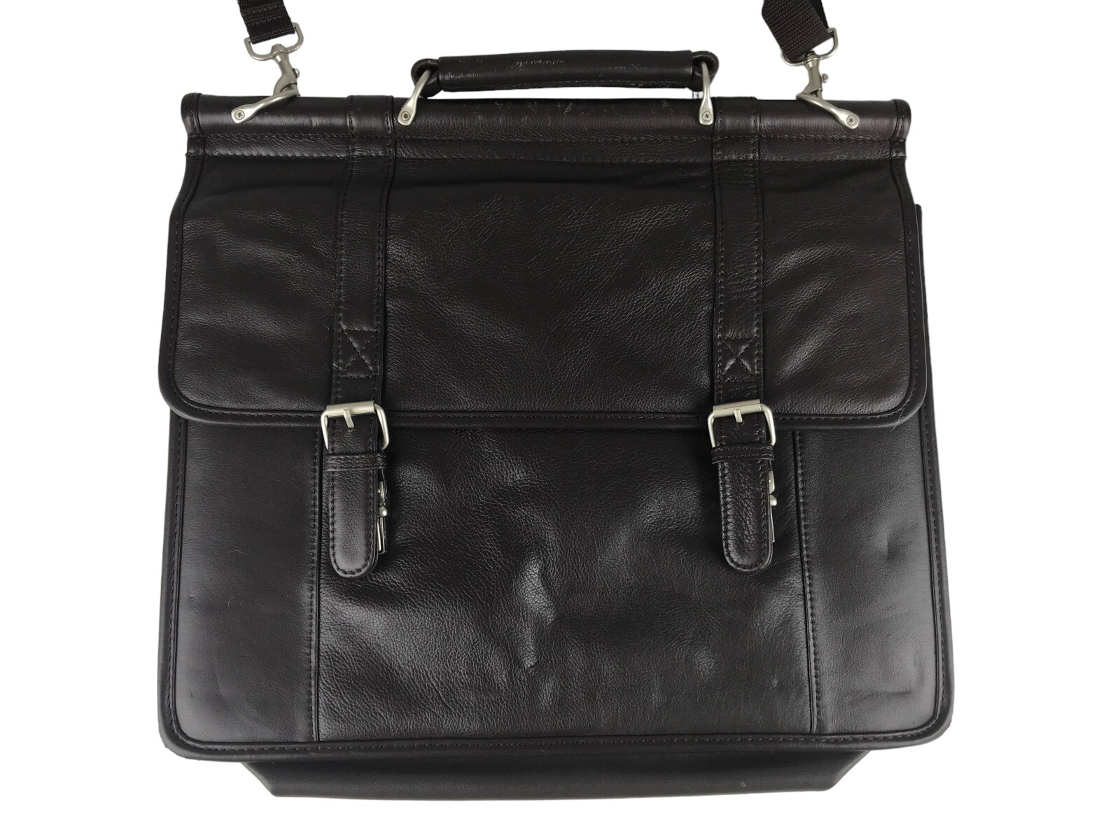 Wilsons Leather Unisex Brown Detachable Strap Top Handle Briefcase Document Case