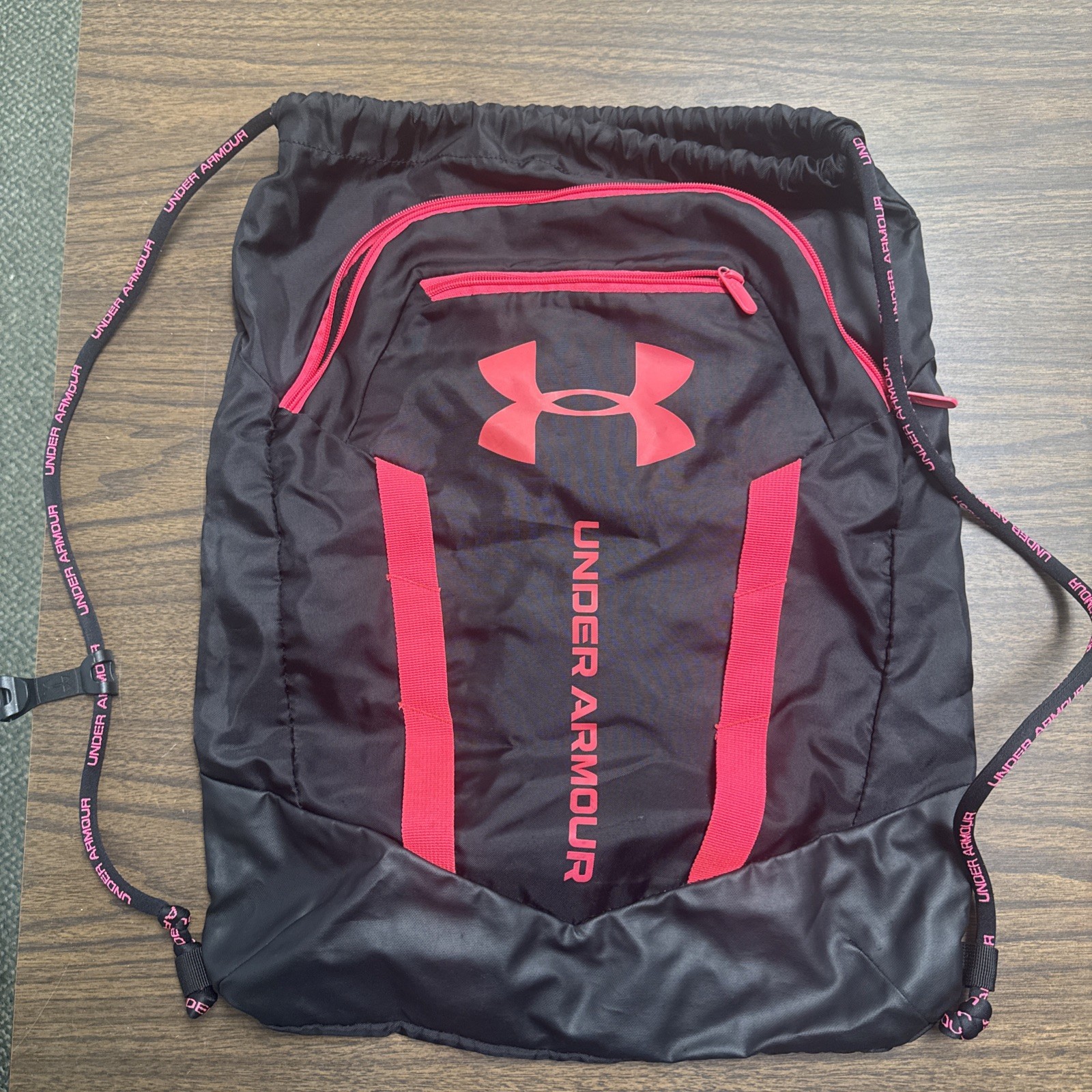 Under Armour Undeniable Sackpack 2.0 Drawstring Bag Zip Pockets Black Pink