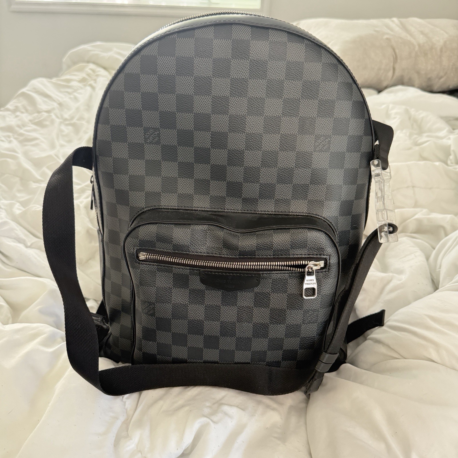 Louis Vuitton Damier Graphite Checkered Backpack Zip Medium Men Black Gray