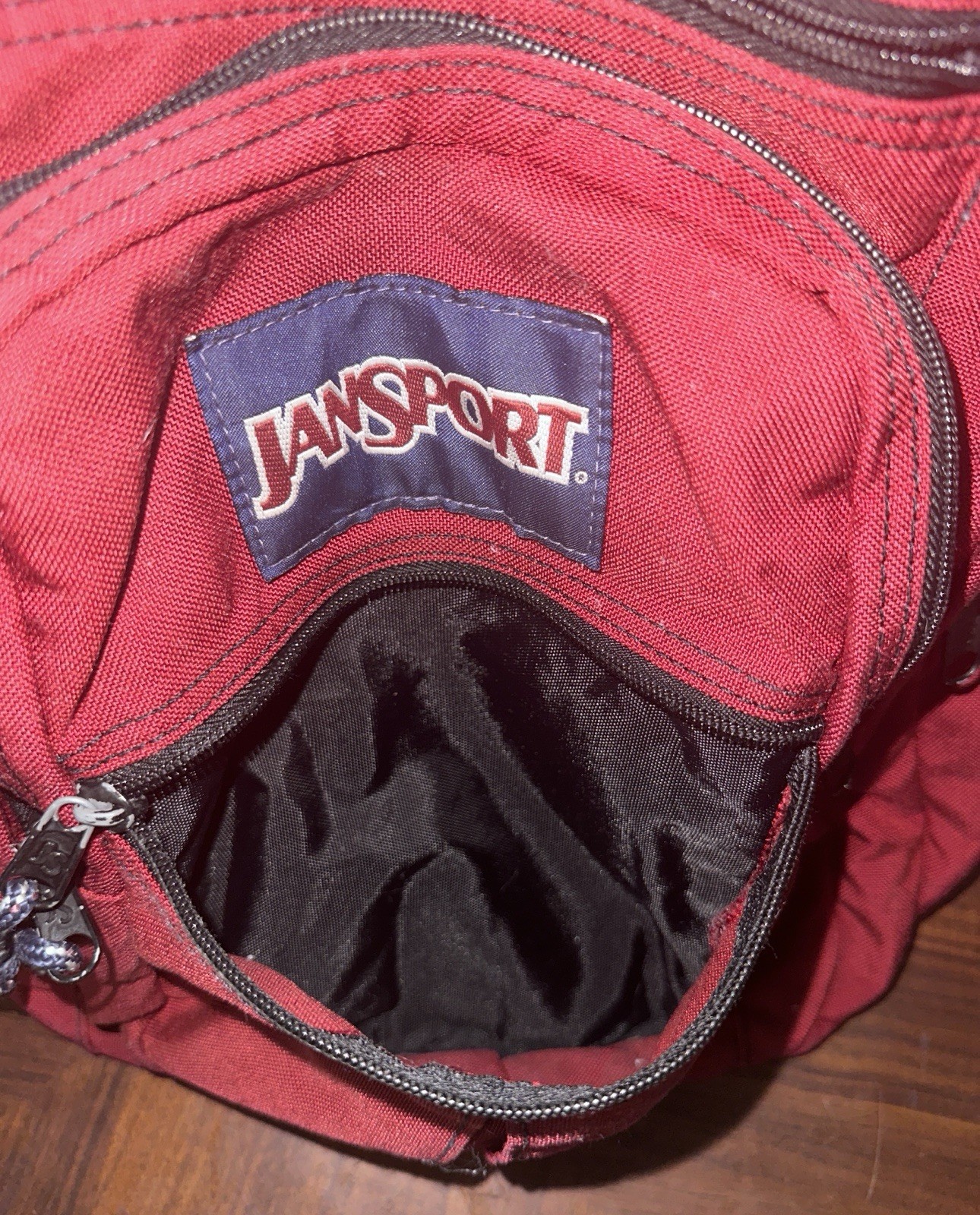 Vtg 90s Jansport Backpack Red Nylon Multiple Pockets School Book Bag