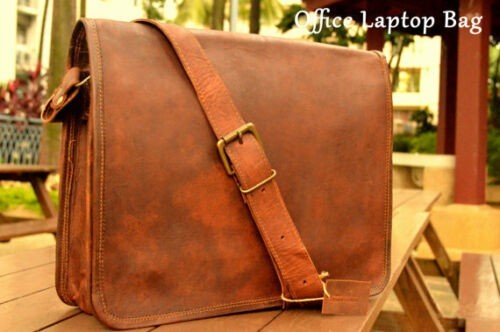 Men’s Vintage Brown Leather Messenger Bag Shoulder Laptop Bag Premium Quality