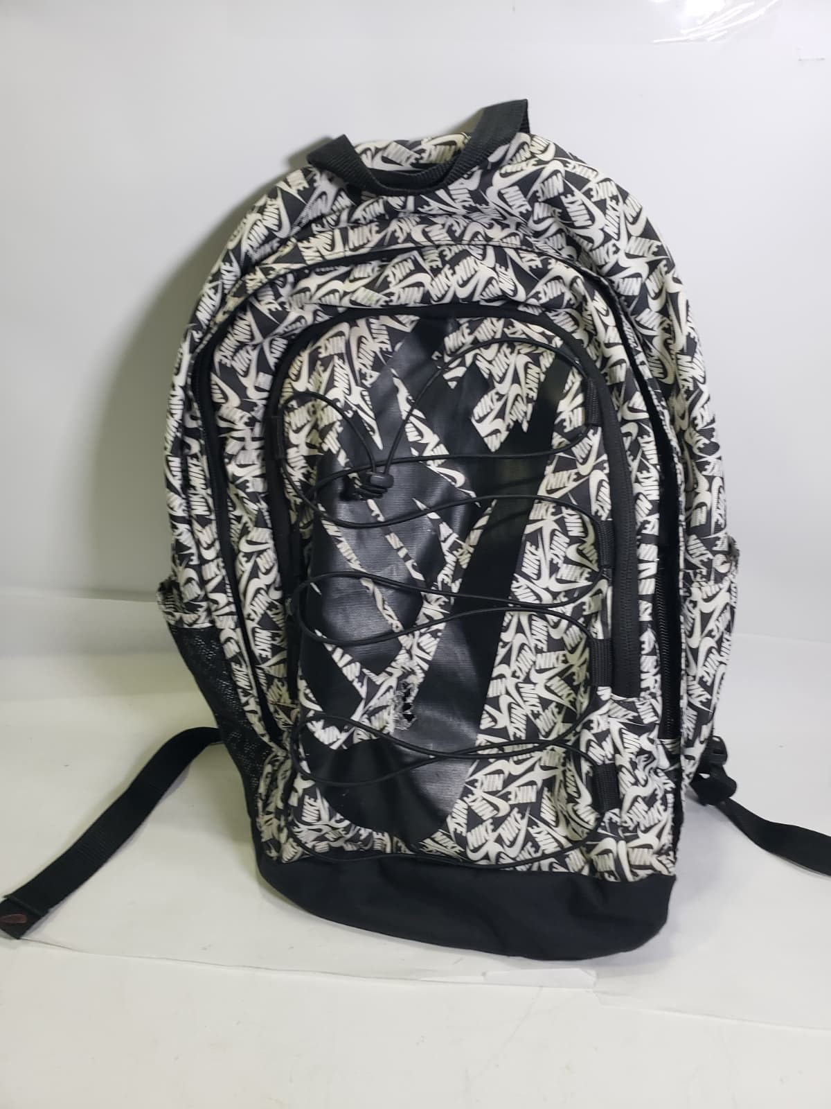 Read Nike Hayward Backpack Bookbag Black White All Over Print