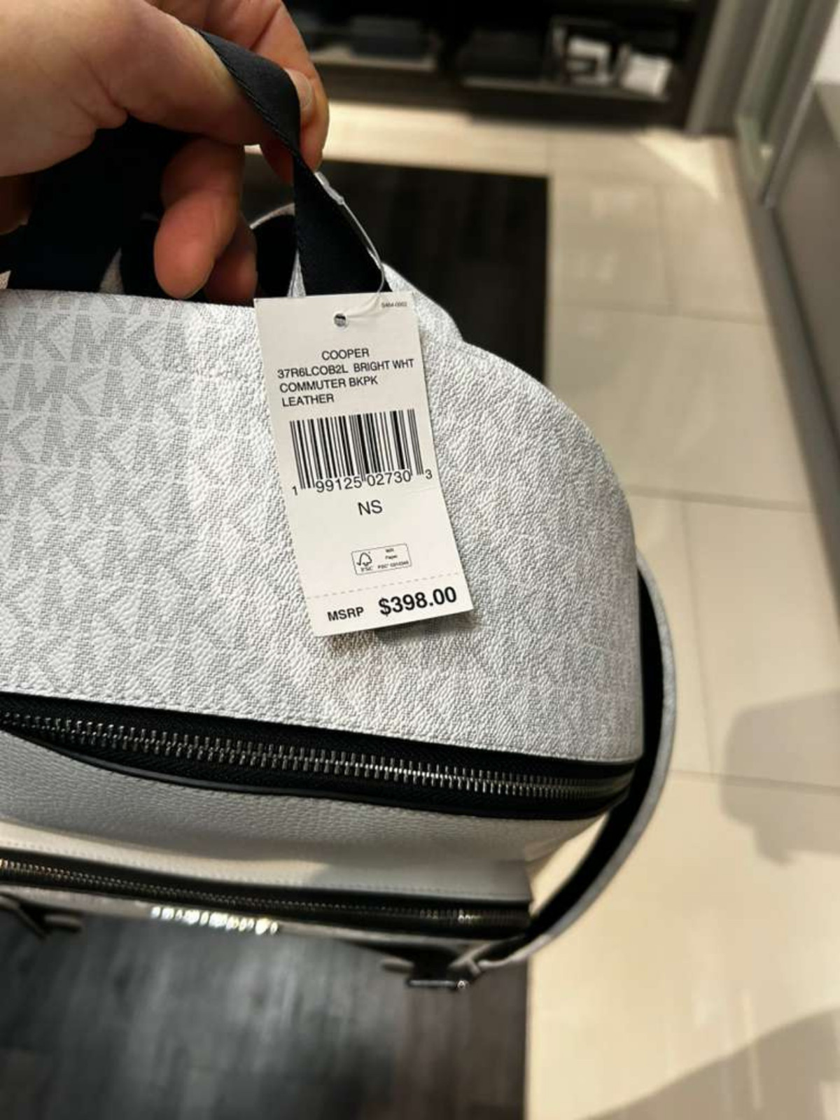 Michael Kors Cooper Men Medium Leather and Logo Commuter Backpack Bright White