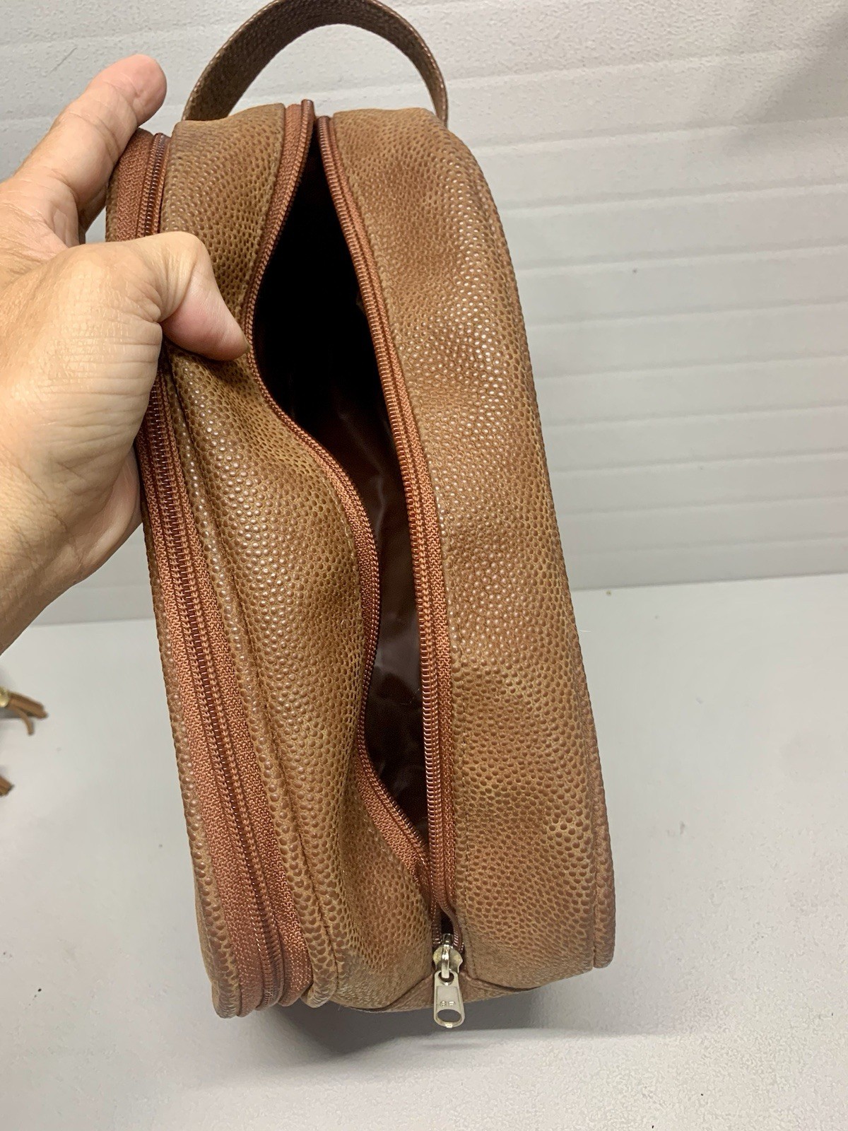 Vintage Lagerfeld Dopp Toiletry Bag Brown Leather ~See Photos/Read Description