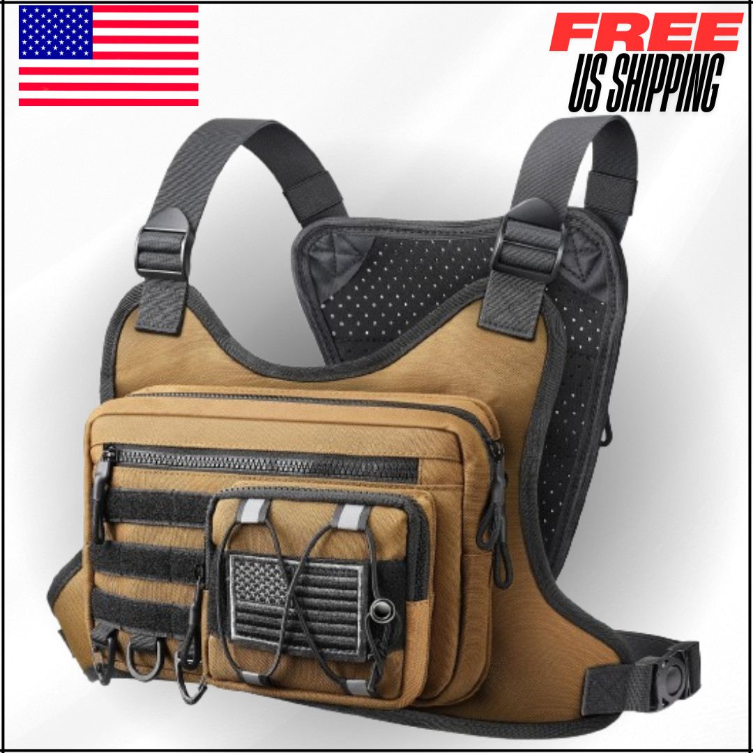 Tactical Chest Rig Bag W Holster Sport Pack for Running Vest for Hiking Cycling