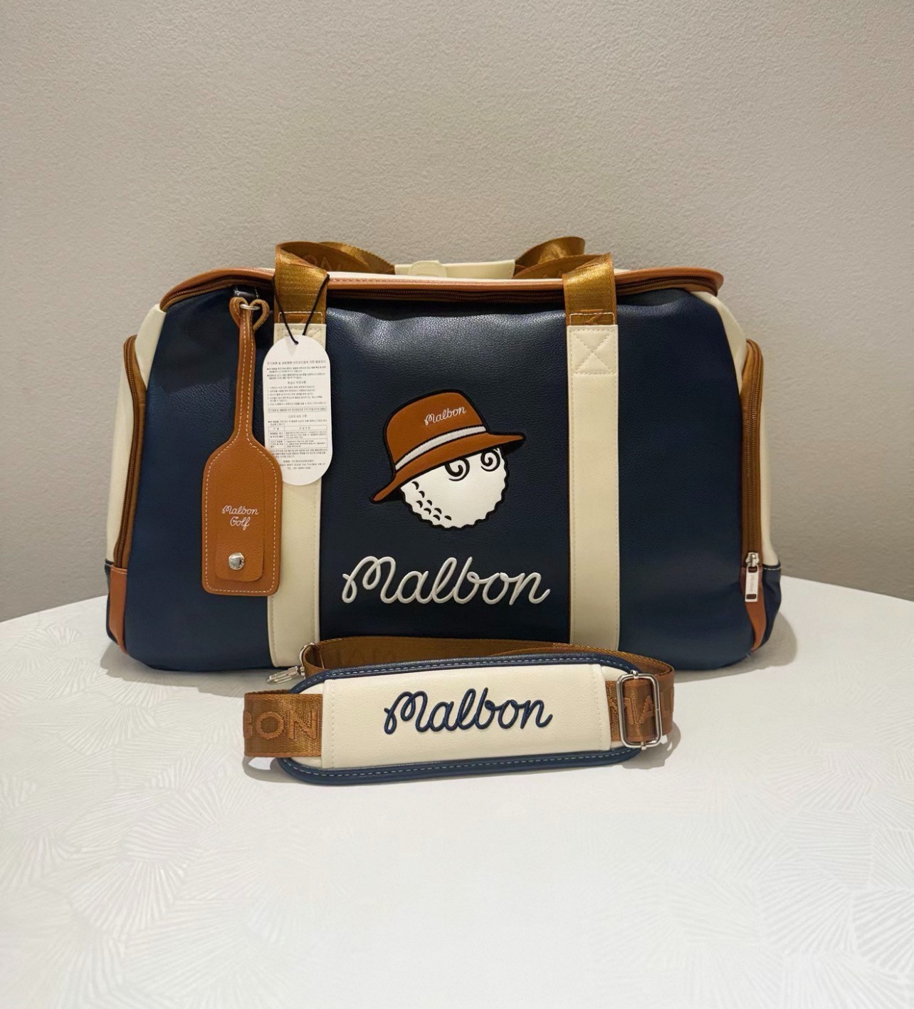 Malbon Golf Blue Weekender Duffel Bag w/ Strap & Tag 52x30x23cm NEW GOLF GIFT