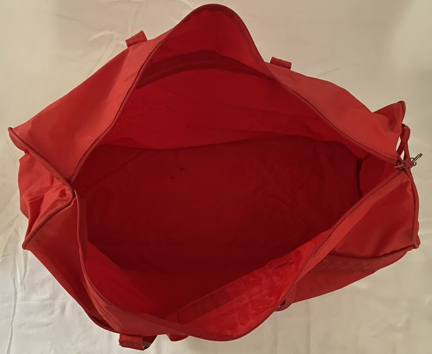 Jetbag red nylon duffel bag & mini pouch travel gym